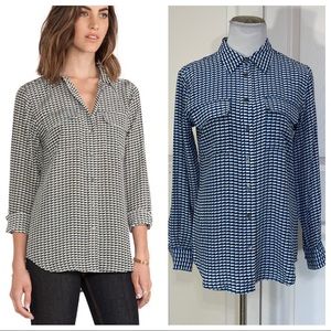 Equipment Slim Signature Cryptic Dimension Printed Blouse